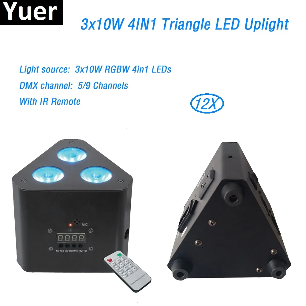 

12Pcs/Lot Stage light 3X10W 4in1 RGBW led Uplight IR Remote LED Par Light dmx 5/9 Channels par led dmx512 for dj light disco bar