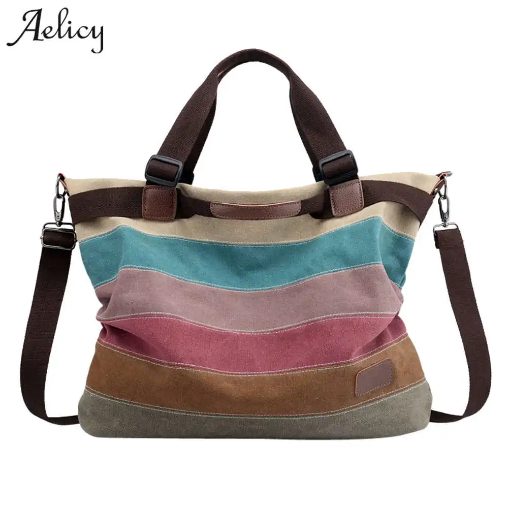 Aelicy الأزياء النساء قماش حقيبة كتف الشهيرة مصمم حقيبة ساع السيدات مخطط النساء أكياس كبيرة قدرة Crossbody أكياس Aelicy الأزياء النساء قماش حقيبة كتف الشهيرة مصمم حقيبة ساع السيدات مخطط النساء أكياس كبيرة قدرة Crossbody أكياس