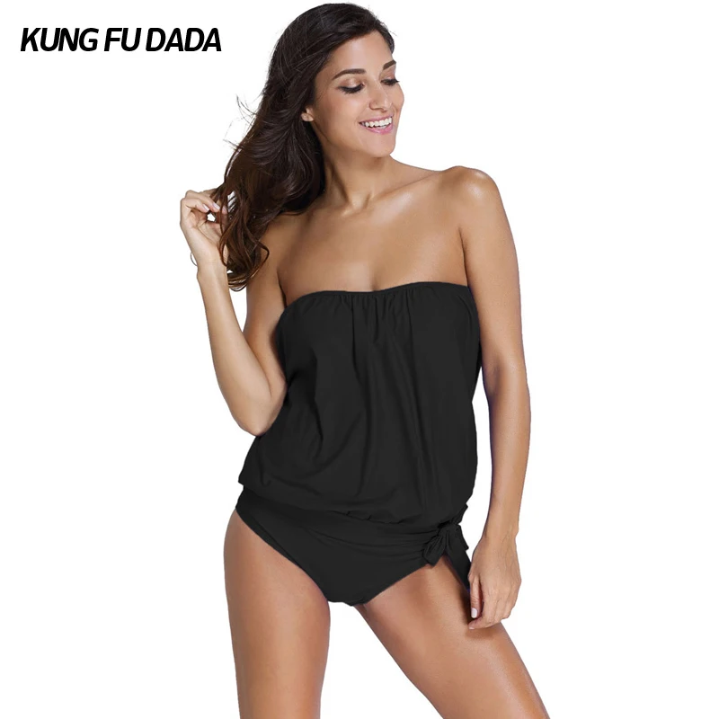 

KFDD Sexy Fashion Women Swimsuit Two Piece bikini Without Shoulder Swimwear Women Push Up Sun Protection Beach Suit Plus Size