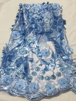 

2018 Sequence Nigerian Lace Fabric Bridal Fashion Applique African French Lace Fabric Beads Tulle Mesh Net Lace Materials