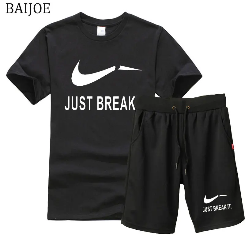 

2018 Brand t shirt Men Sets Fashion Summer cotton short sleeve Sporting Suit T-shirt +shorts Mens 2 Pieces Sets casual clothing