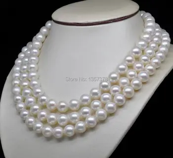 

bjc 000361 Natural Triple 8-9MM AAA+ White Pearl Necklaces