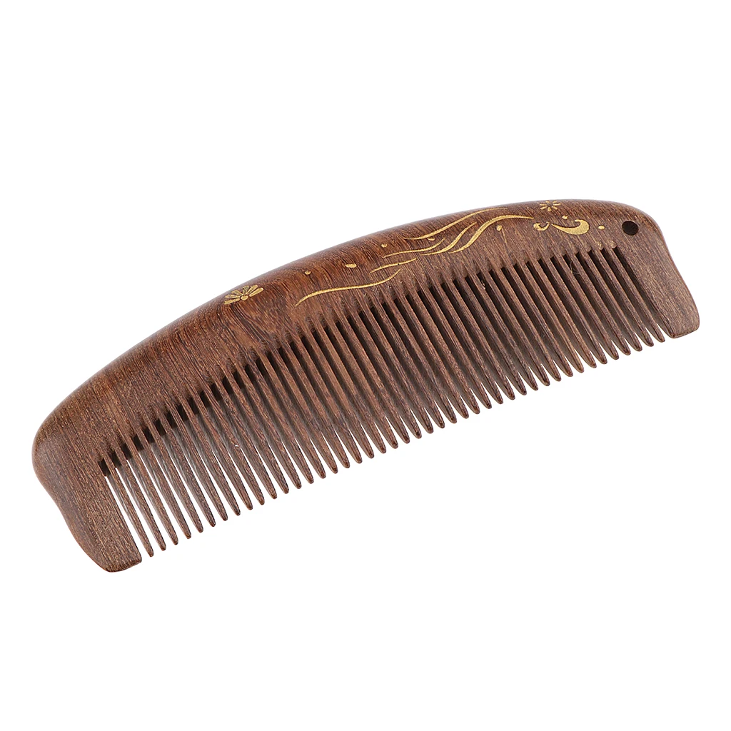 MagiDeal Handmade Polish Natural Sandalwood Comb Scalp Massage Detangling Hair Brush Beard Mustache Grooming Brush Comb