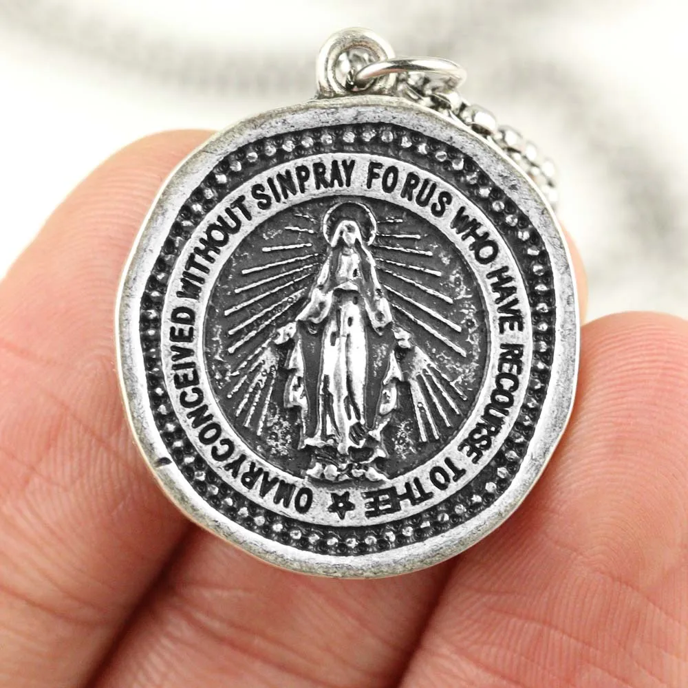 Чудесное ожерелье для мужчин и женщин, средневековый девственный медальон с изображением Марии, кулон художника, католический религиозный медальон, ювелирные изделия