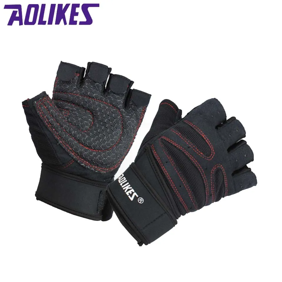 AOLIKES 1 Pair Body Building Training Fitness WeightLifting Gloves & Mittens For Men Women Workout Fitness Exercise Gym Gloves