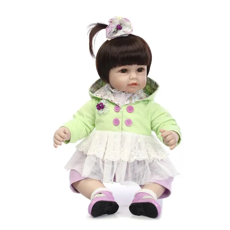 

NPK silicone Bebe reborn baby simulates little girl doll Silicone Limbs Cloth Body Lovely babies princess toys for children Gift
