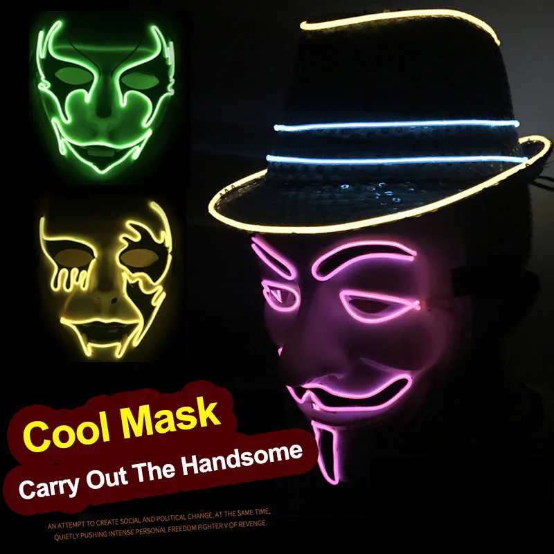

Halloween Mask LED Light Up Party Masks Purge Election Year Great Funny Masks Festival Christmas Costume Supplies Glow In Dark