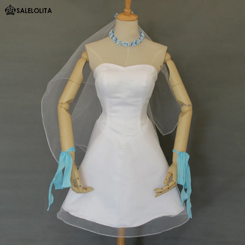 

Cosplay LoveLive Ayase Eli Outfit White Sexy Strapless Dress Wedding Sweet Lolita Gown