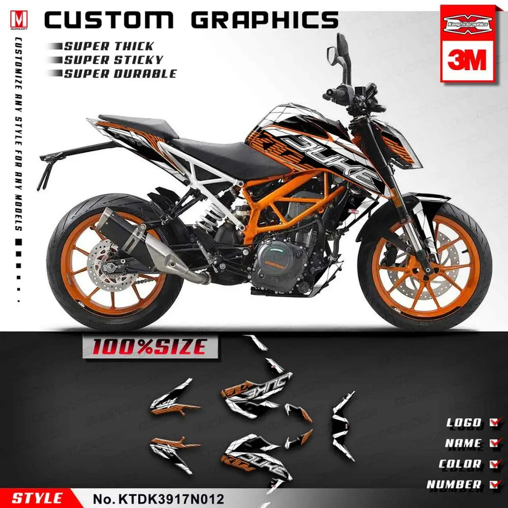 KUNGFU GRAPHICS Restyle Набор для украшения мотоцикла для KTM DUKE 390 DUKE390 виниловая пленка полный дизайн стикеров - Цвет: KTDK3917N012