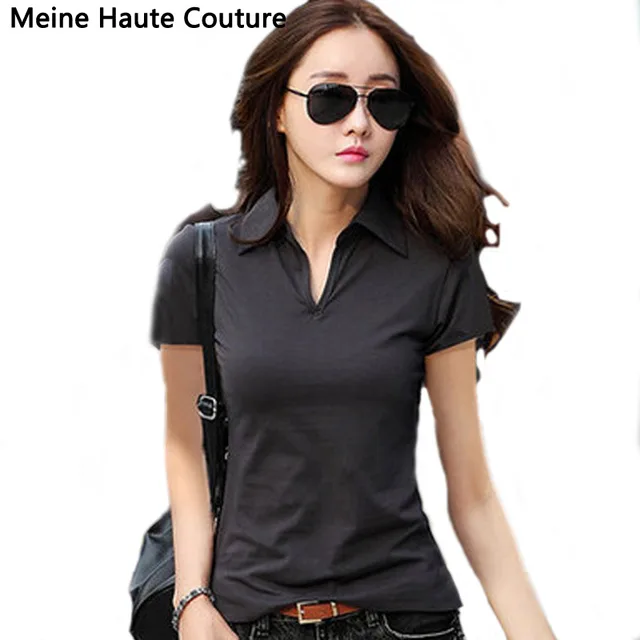 Summer Polo Shirt Women 2016 New Short Sleeve Solid Slim Polos Mujer