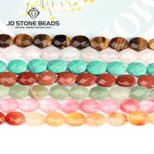 Граненый овальной формы натуральный драгоценный камень тигровый глаз камень аметист полудрагоценный камень для изготовления ювелирных изделий ожерелье браслет аксессуар