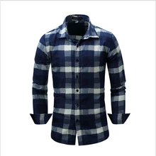 New Arrival Men’s Shirt Fashion Denim Shirts Casual Stylish Jean Tops Soft Material Long Sleeve Mens Plaid Shirt Plus Size FM085