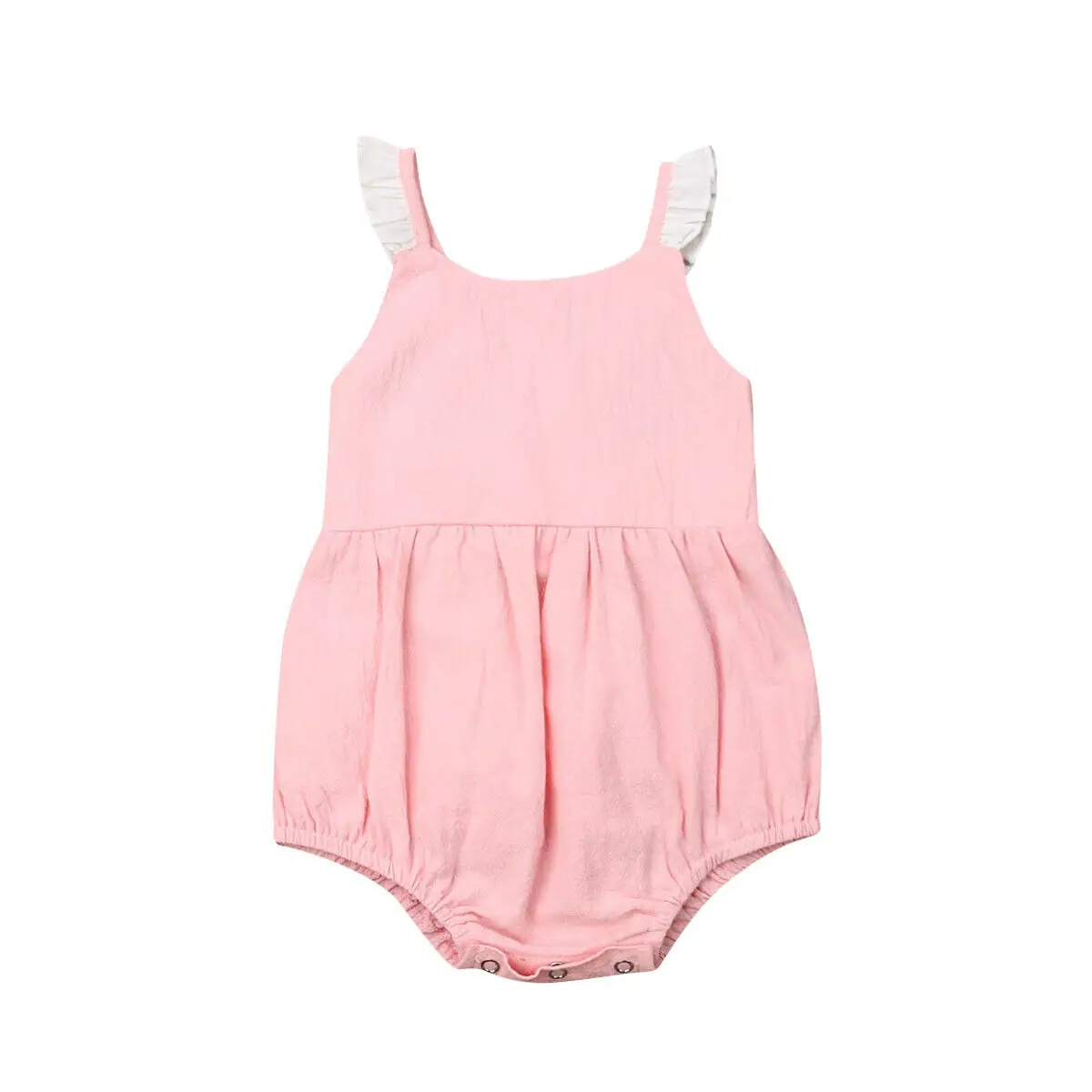 

Newborn Baby Girl Clothes Girls Sleeveless Romper Solid Color Jumpsuit Ruffled Strap Sunsuit Kids Sommer Outfit 0-24M