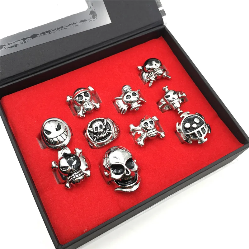 

Free Shipping 1set=10pcs/lot Vintage Punk Anime One Piece Cosplay Rings Jewelry For Women&Men