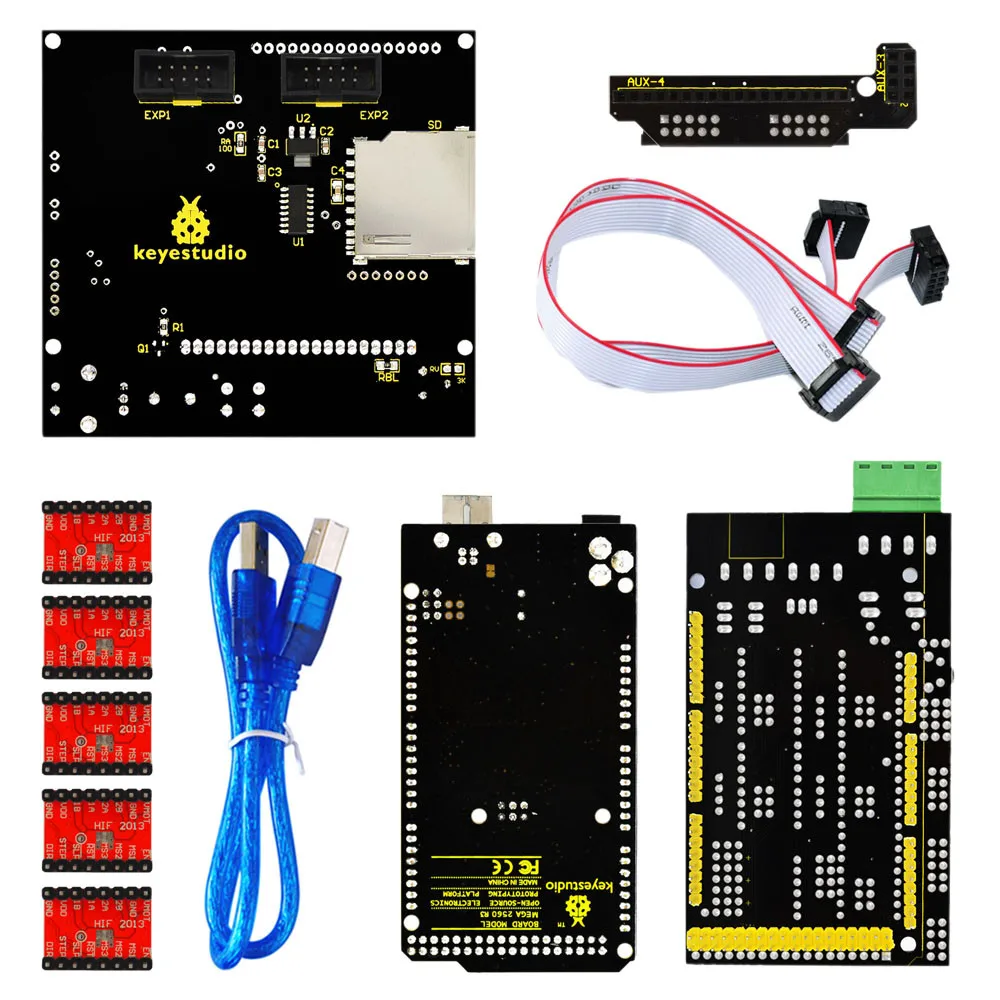 Keyestudio 3 D принтер комплект RAMPS 1,4+ Mega 2560+ 5xA4988 драйвер двигателя+ lcd 12864 контроллер