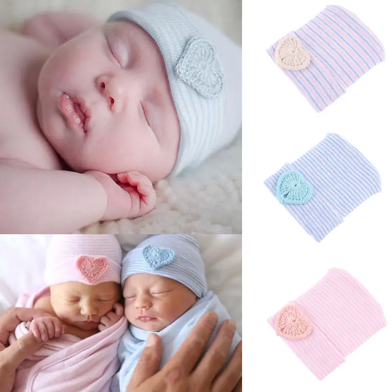 Милая детская шапочка для новорожденных девочек и мальчиков, удобная полосатая Больничная шапочка с бантом, Зимние теплые детские шапочки, шапка для новорожденных