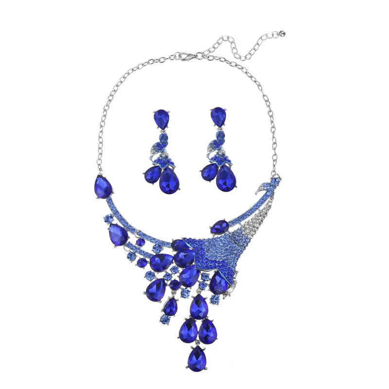 

808 STORE Europe Luxury High Quality Jewelry Sets Charm Women Wedding Party Prom Crystal Necklace Fine Fashion Earrings