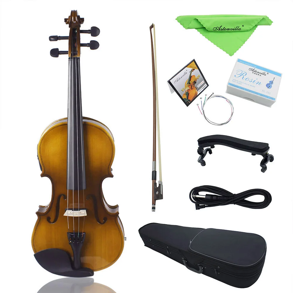 4/4 Full Size EQ Electric Violin Kit Fiddle Spruce Face Board with