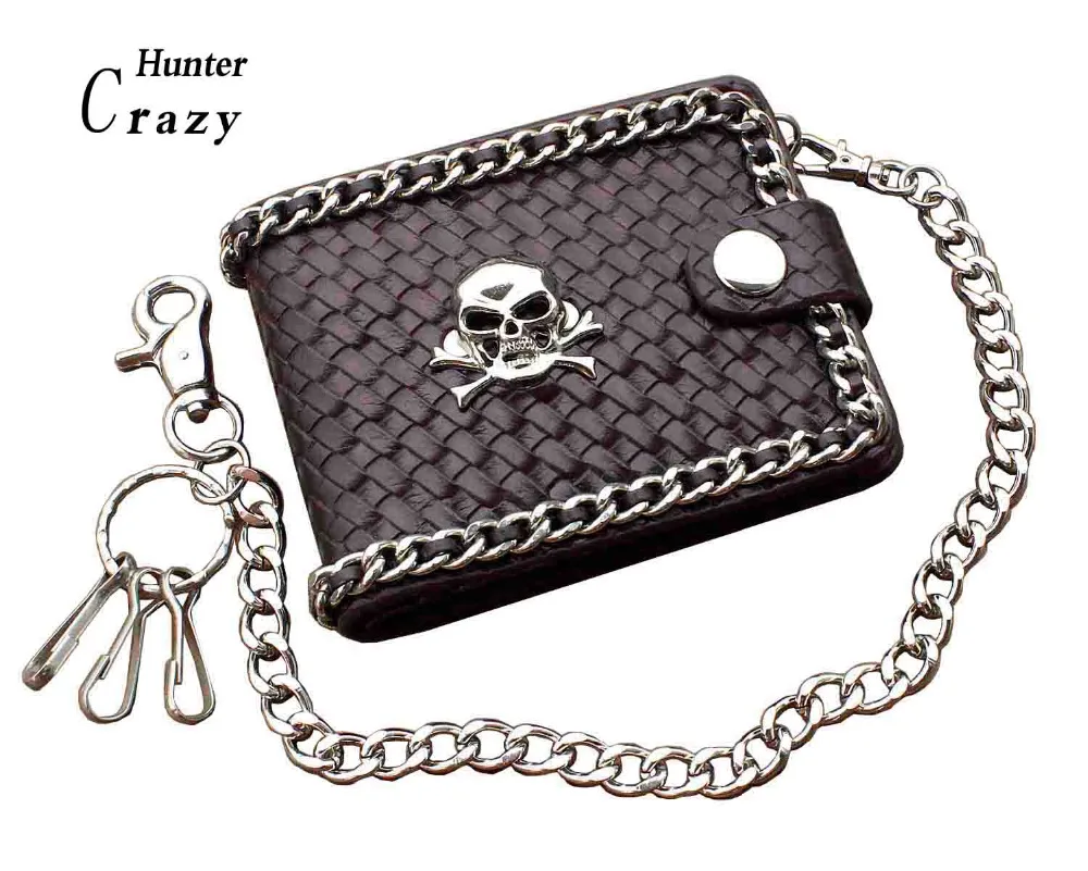 Heavy Metal Gothic Skull Biker Leather Chain Wallet Mens Short Card Holder-in Wallets from ...