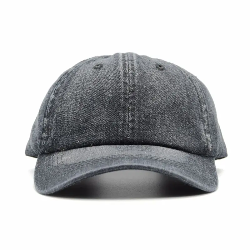 black denim baseball cap