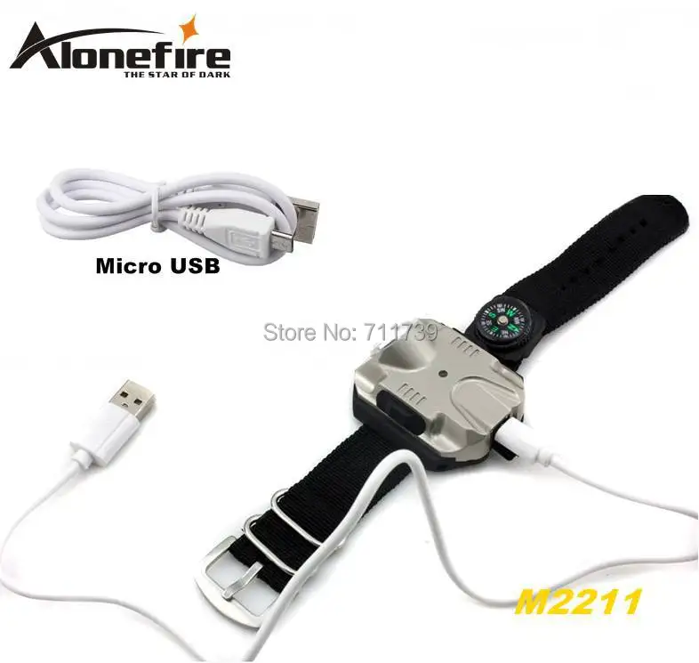 ALONEFIRE M2211 CREE XPE R2 светодиодный 5 модели встроенный аккумулятор утро/ночной бег наручные часы-лампа тактический светодиодный налобный фонарь факел с кабелем