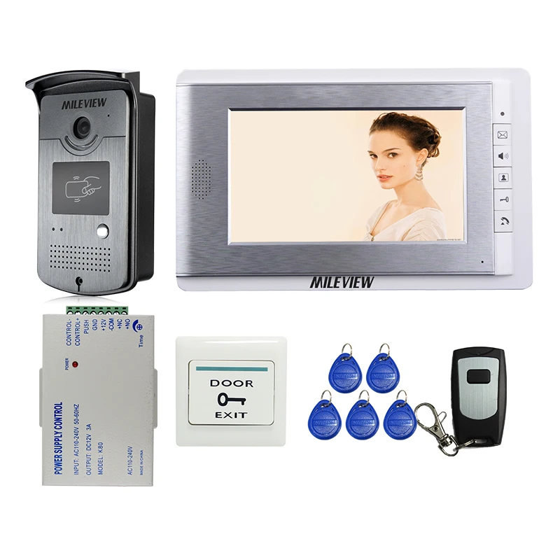 

MILEVIEW 7" LCD Color Video Door Phone Intercom Entry System + RFID Card Access Camera + Remote Control In Stock FREE SHIPPING