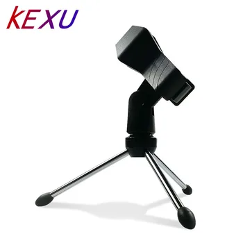 

KEXU Adjustable Foldable Tripod Desktop Microphone Stand Holder with Mic Clip for Meetings Lectures Podcasts