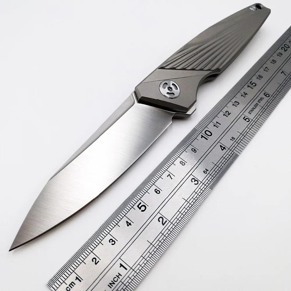 JSSQ Керамический шарикоподшипник складной нож M390 лезвие титановая ручка карманные ножи Открытый нож для охоты и кемпинга EDC инструмент