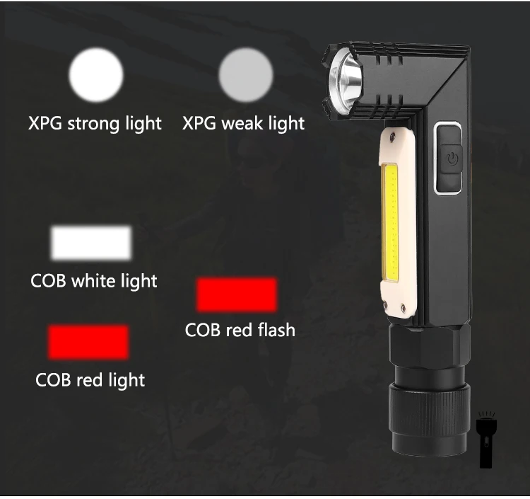 Многофункциональный светодиодный фонарик XPG COB Встроенный аккумулятор факел USB Перезаряжаемый водонепроницаемый фонарь магнит головная лампа гаражный инструмент