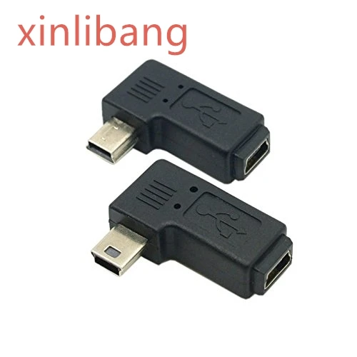

2pcs 90 Degree Left & Right Angled Mini USB 5 Pin Male to Female Extension Adapter