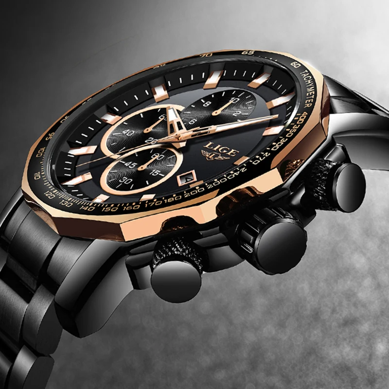 Reloj Hombre 2019 LIGE New Sport Mens Watches Top Brand Luxury Quartz Full Steel Watch Men Military Waterproof Chronograph Clock