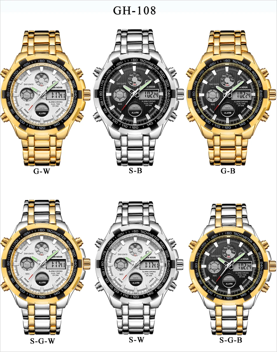 GOLDENHOUR Топ люксовый бренд мужские часы спортивные армейские военные часы для мужчин Дата Неделя дисплей черные часы наручные часы Relogio Masculino