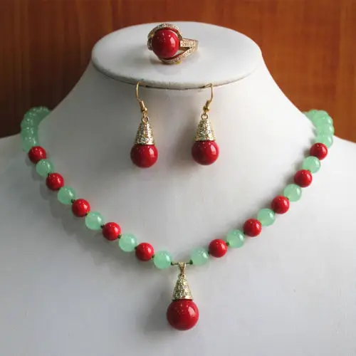 

hot sell new - Fashion Women'S 8mm Pearl Necklace Earring Ring Jewelry Setcolors Can Choose NEW