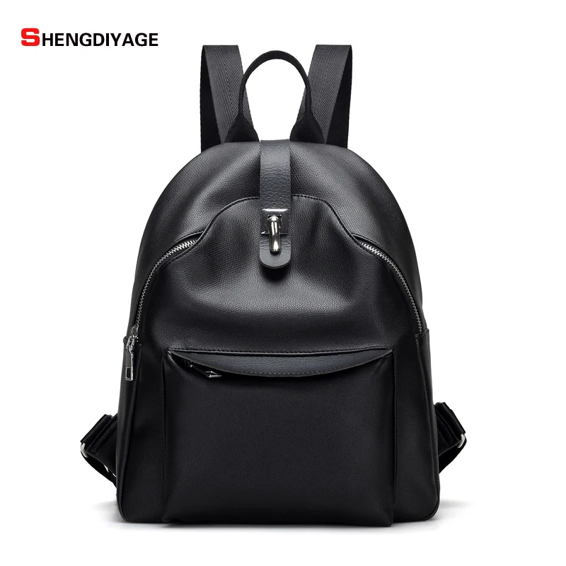 SHENGDIYAG Fashion Women Backpack High Quality PU Leather Backpacks for Teenage Girls Female School Shoulder Bag