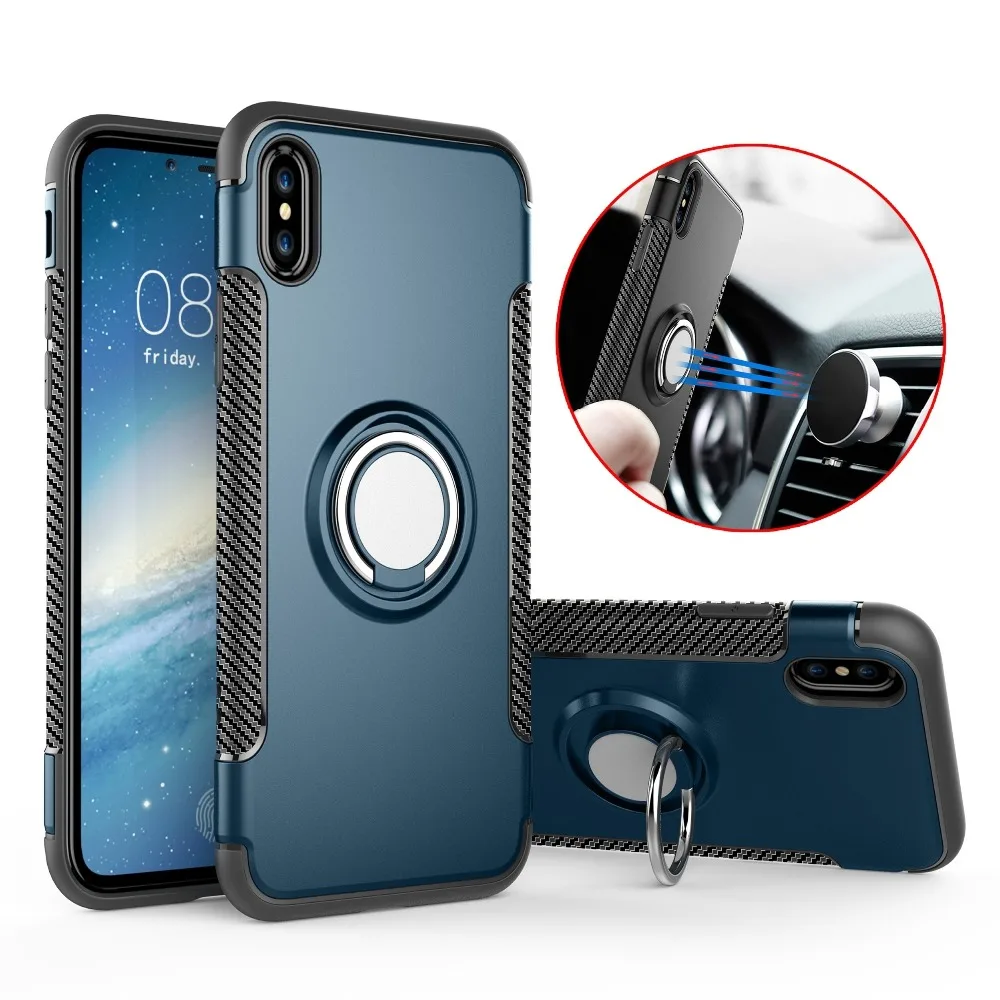 

360 Rotation Car Mount Holder Heavy Duty Protection Shockproof Kickstand Hybird Armor Case Cover for iphone X 7 8 6 6S Plus 5 5S