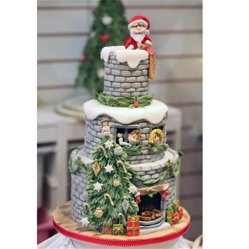 Санта Клаус и Рождественская елка силиконовая форма помадка Плесень инструмент для украшения торта шоколадная резинка паста плесень кухонный гаджет