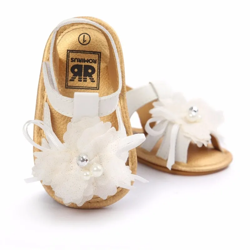 Новые летние fashiontoddlers для малышей нескользящая обувь с цветочным принтом детские сандалии; туфли; обувь из искусственной кожи;