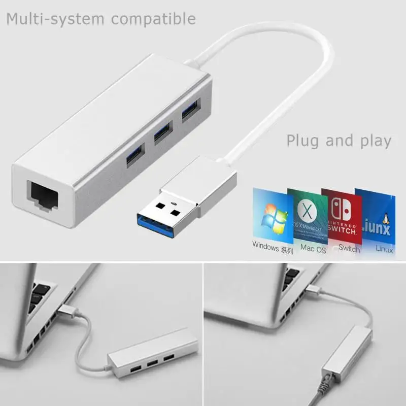 4 в 1 USB концентратор USB 3,0 RJ45 LAN Сетевой конвертер кабель адаптер сплиттер