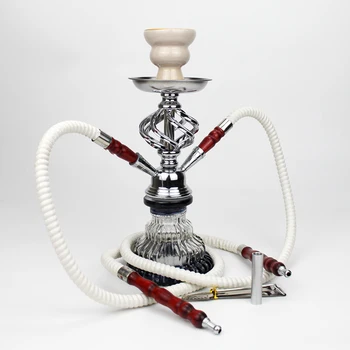 

New Glass Shisha set with 2 Hose Ceramics Bowl Portable Narguile Sheesha Chicha Hookah set Small Double Hose Shisha Set