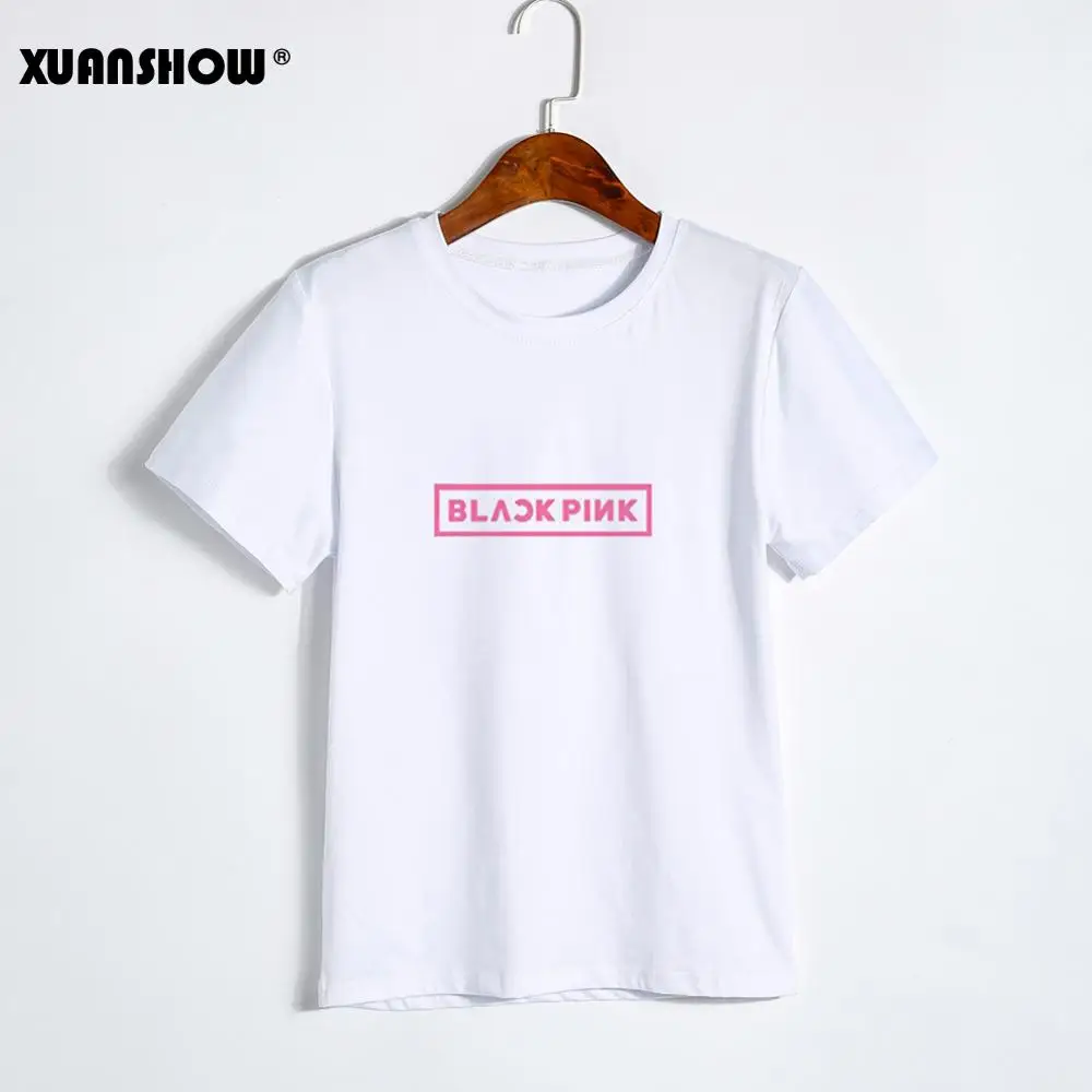 XUANSHOW Modis негабаритных футболки женские О образным вырезом черный розовый с буквенным принтом Корейская звезда вентиляторы одежда Топ унисекс влюбленных футболки