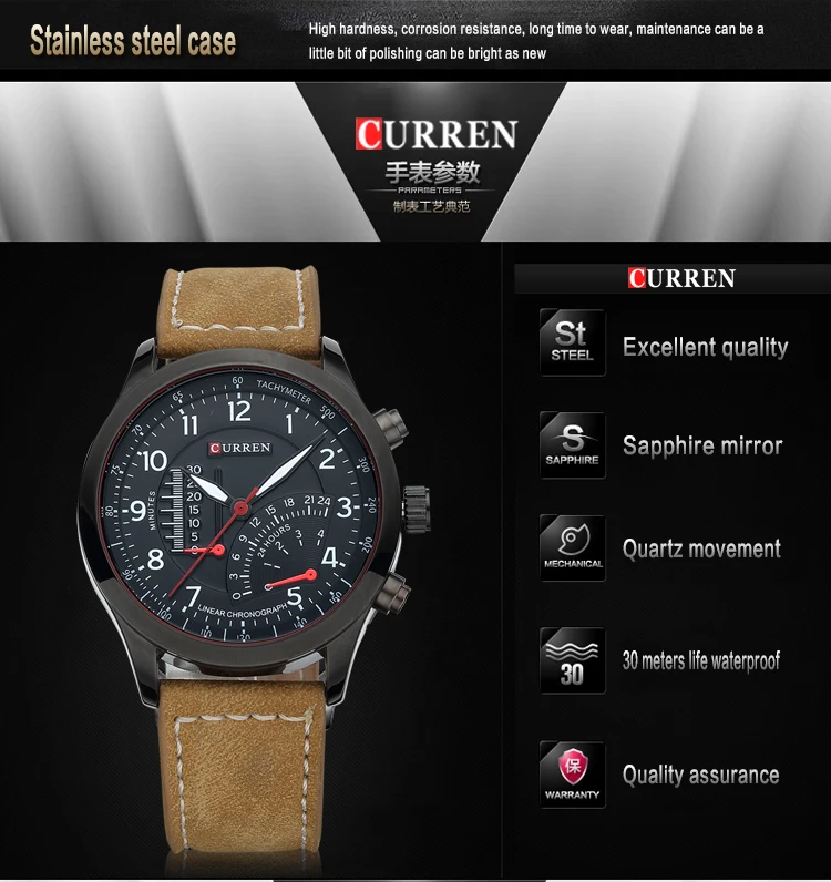 CURREN 8152 для мужчин s часы лучший бренд класса люкс для мужчин кварцевые часы водостойкий Спорт Военная Униформа часы для мужчин кожа relogio masculino