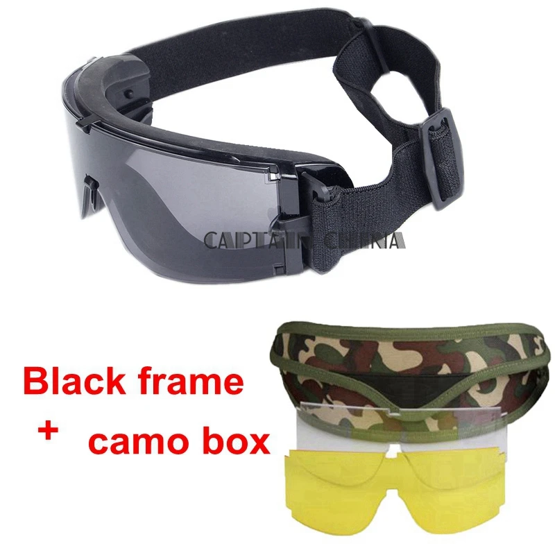 Страйкбол Пейнтбол Тактические Солнцезащитные очки армейские военные очки CS игры стрельба очки черный загар зеленый 3 линзы тактические очки