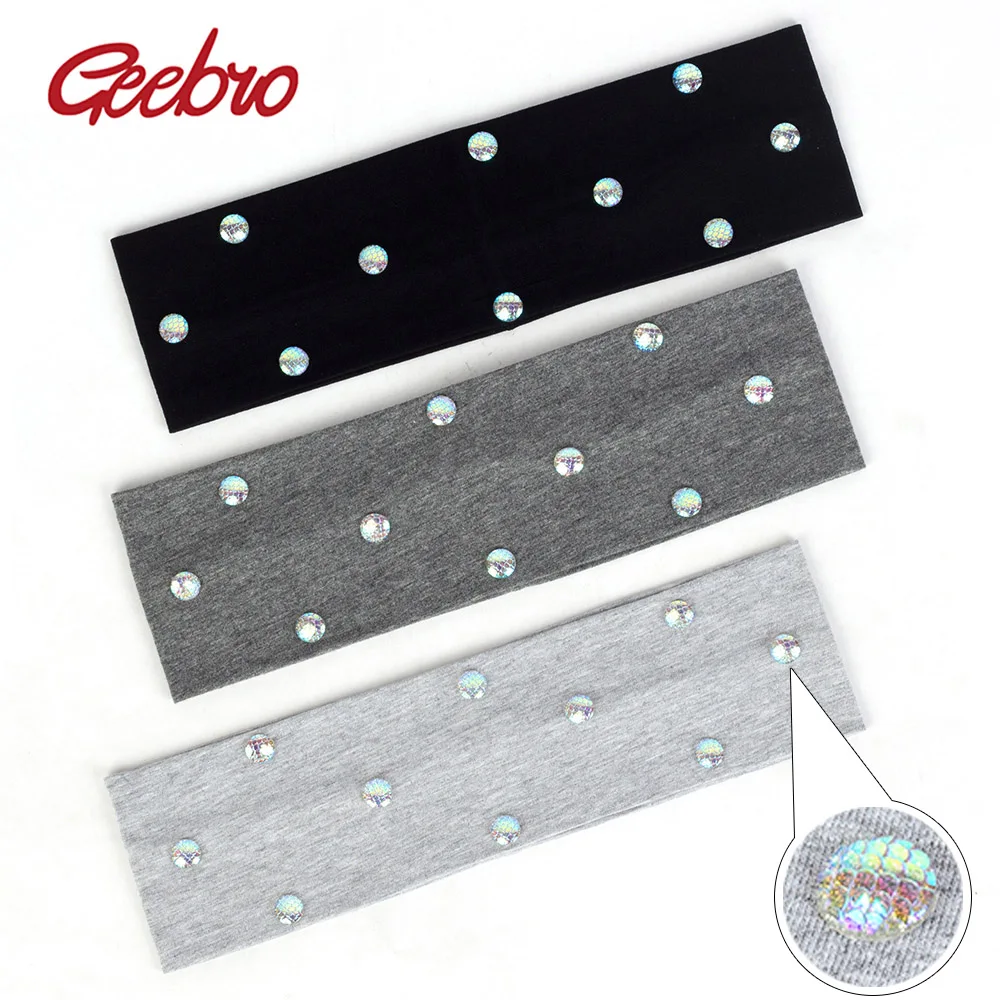 

Geebro Colorful Fish Scale Hairband For Women Laser Accessories Female Flat Elastic Headband Bead Head Wrap Turban Fashion DZ782