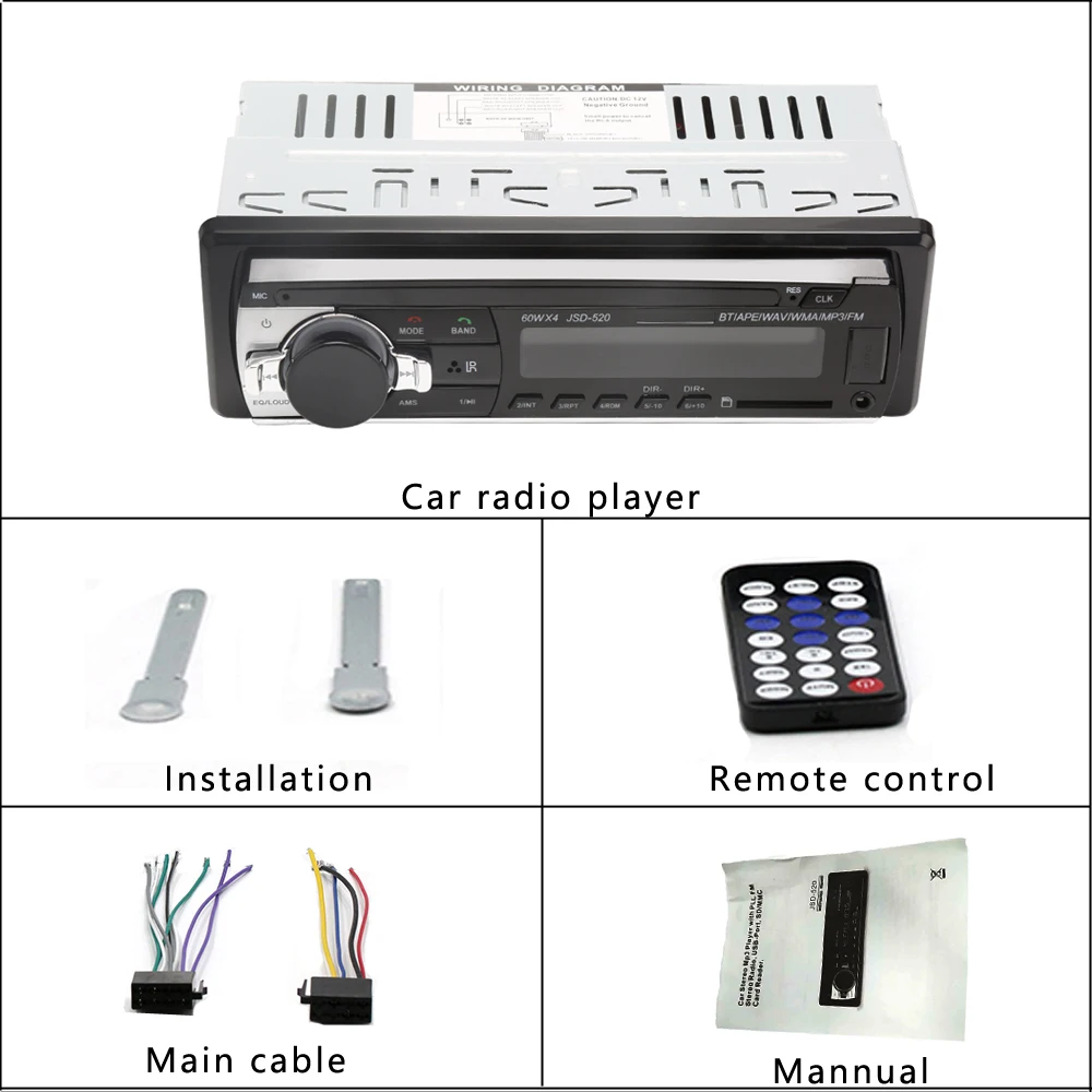Автомагнитола AMPrime для автомобиля 1 Din с Bluetooth 12 В стереозвук Авторадио mp3 плеер FM