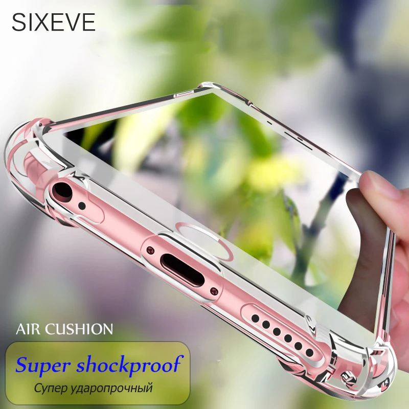 

SIXEVE Shockproof Silicone Phone Case For iPhone 6 6s 7 8 Plus X 5 5s se Transparent tpu anti-knock Protection Silicon Cover