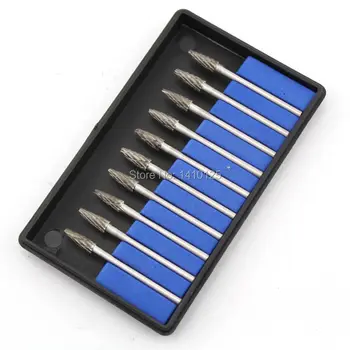 

10Pcs 3x4mm 5/32" inch Arc Pointed Nose Tungsten steel Solid Carbide Burrs Rotary Tool Drill Bit Dbl End Cut Code F4