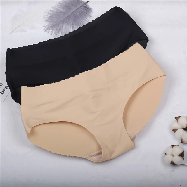 lady low Waist Sexy Seamless Padding Panties Bum Padded Butt lifter  Enhancer Hip Push Up Underwear