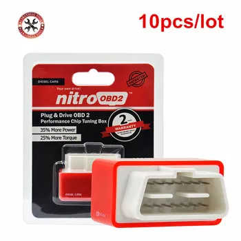 

10PCS/LOT Yellow Nitroobd2 Plug & Drive OBD2 Performance Chip Tuning Box For Benzine Gasoline Cars Nitro OBD2 Plug More Power