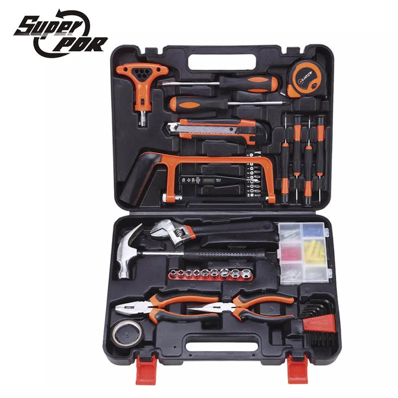 

Super PDR tools Household hand Tool Set screwdriver digital electroprobe wrench saw claw hammer 82 pcs DIY Home Repair Kit