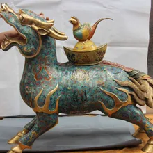 Bi00972 Старый Pure Bronze Перегородчатой Фэн-Шуй Foo Собаки Лев kylin кирин Птица Курильница Статуя